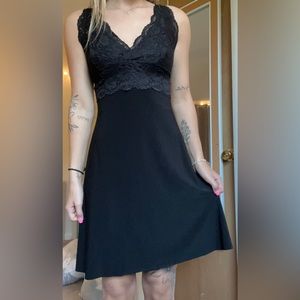 Black lace dress, flowy